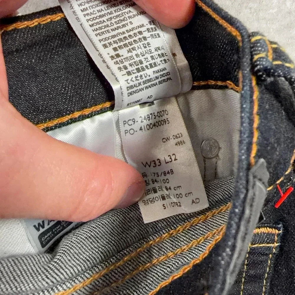 Levis 519 Jeans Mens 33x32 Blue Extra Slim Skinny Stretch Denim Dark Wash Pants